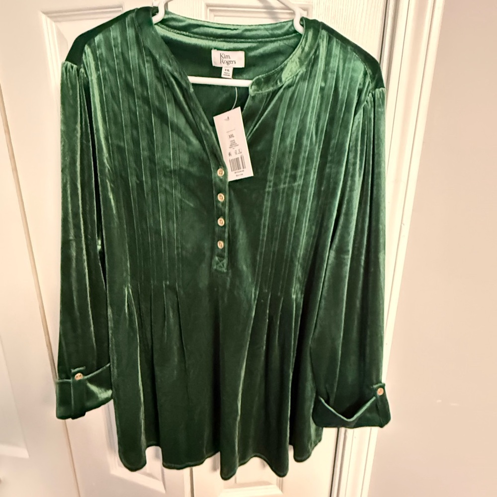 Kim Rogers Green Velvet Blouse